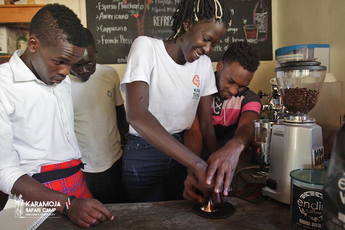 Endiro Coffee training staff Karamoja Safari Camp